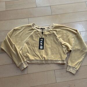 Suzie Kondi Parchment soft velour cropped crew S